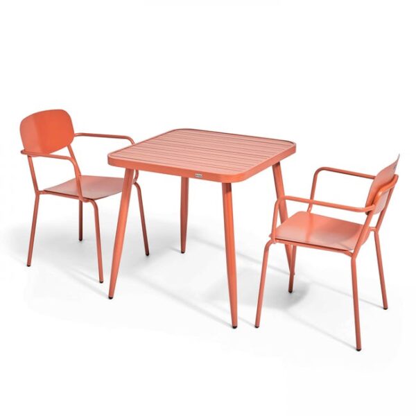 Ensemble table de terrasse et 2 fauteuils en aluminium terracotta , Bristol - Oviala