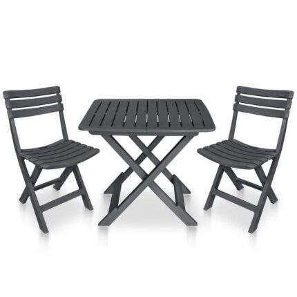 Ensemble de bistro pliable 3 pcs Plastique Anthracite vidaXL