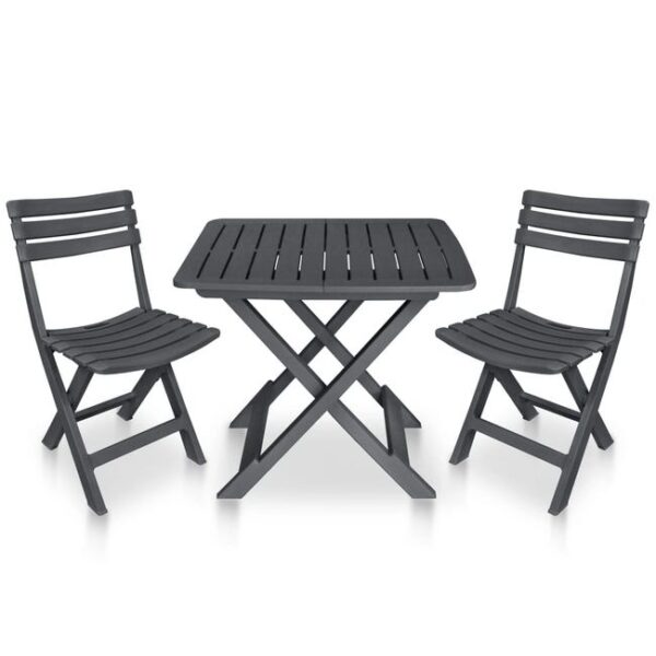 Ensemble de bistro pliable 3 pcs Plastique Anthracite vidaXL