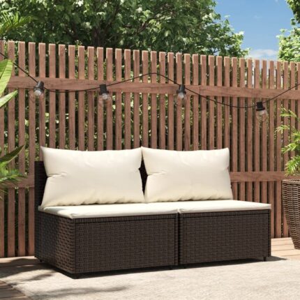 Canapés centraux de jardin coussins 2pcs marron résine tressée vidaXL