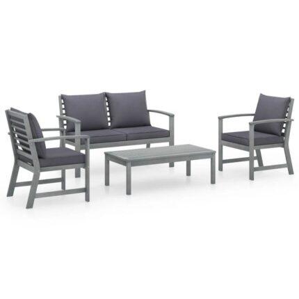 Salon de jardin 4 pcs avec coussins Bois d'acacia solide vidaXL