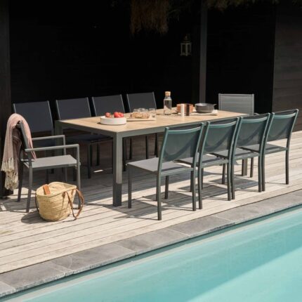 Ensemble table de jardin et 10 assises en aluminium et céramique , Tivoli - Oviala