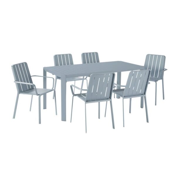Lot table extensible et 6 fauteuils NATERIAL Idaho en aluminium bleu