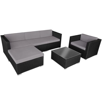 TECTAKE - Canapé de jardin Lounge en rotin Pour 4 à 5 personnes Résistant aux UV