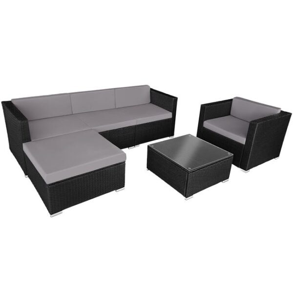 TECTAKE - Canapé de jardin Lounge en rotin Pour 4 à 5 personnes Résistant aux UV