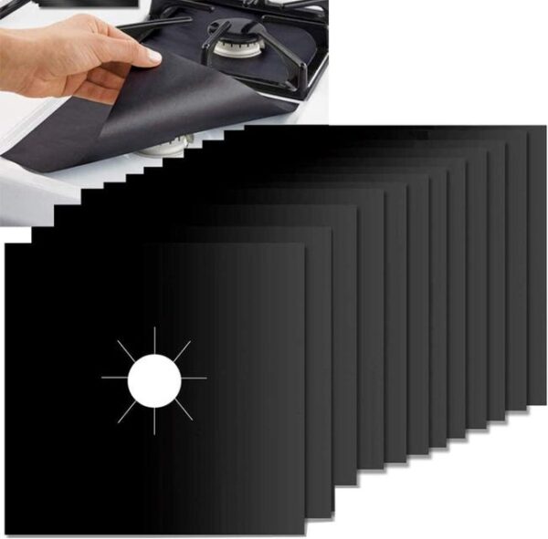 12 Pièces Plaque de Cuisson à Gaz Universel Protection d'écran Anti-adhésif en téflon Tapis de cuisinière à gaz réutilisables10.6" x 10.6" Protectors