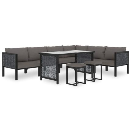 Maison Exclusive - Salon de jardin 9 pcs avec coussins Résine tressée Anthracite