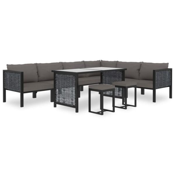 Maison Exclusive - Salon de jardin 9 pcs avec coussins Résine tressée Anthracite