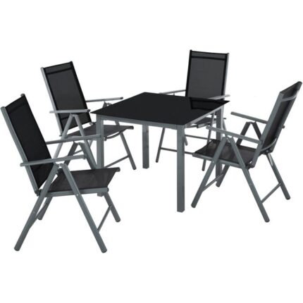 Tectake Salon de jardin aluminium 4 places - gris foncé