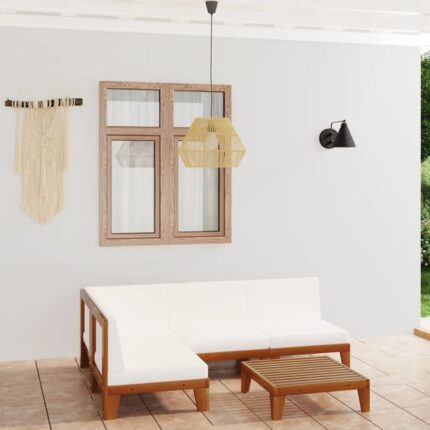 Salon de jardin 5 pcs avec coussins Bois d'acacia solide