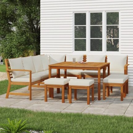 Maison Exclusive - Ensemble à manger de jardin avec coussins 11 pcs bois d'acacia