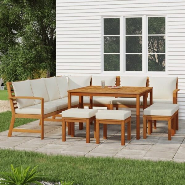 Maison Exclusive - Ensemble à manger de jardin avec coussins 11 pcs bois d'acacia
