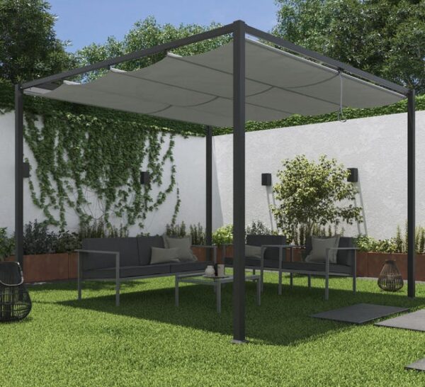 Pergola autoportante NATERIAL Horali acier / aluminium gris anthracite, 8.82 m²