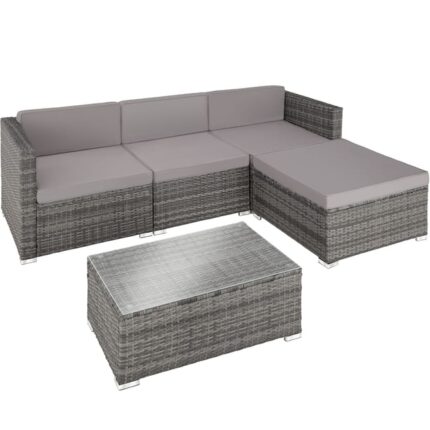 TECTAKE - Canapé de jardin Lounge en rotin Pour 3 à 4 personnes Résistant aux UV