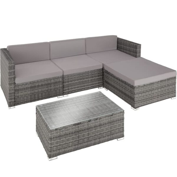 TECTAKE - Canapé de jardin Lounge en rotin Pour 3 à 4 personnes Résistant aux UV