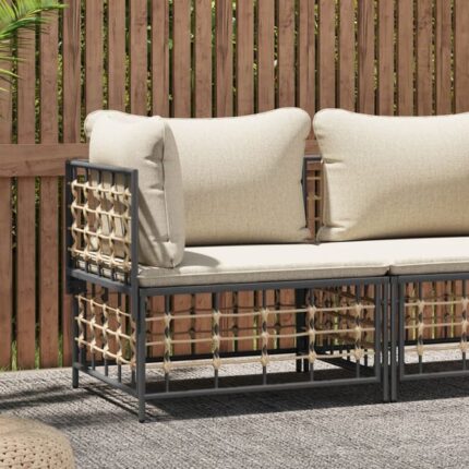 Canapé d'angle de jardin avec coussin beige résine tressée vidaXL