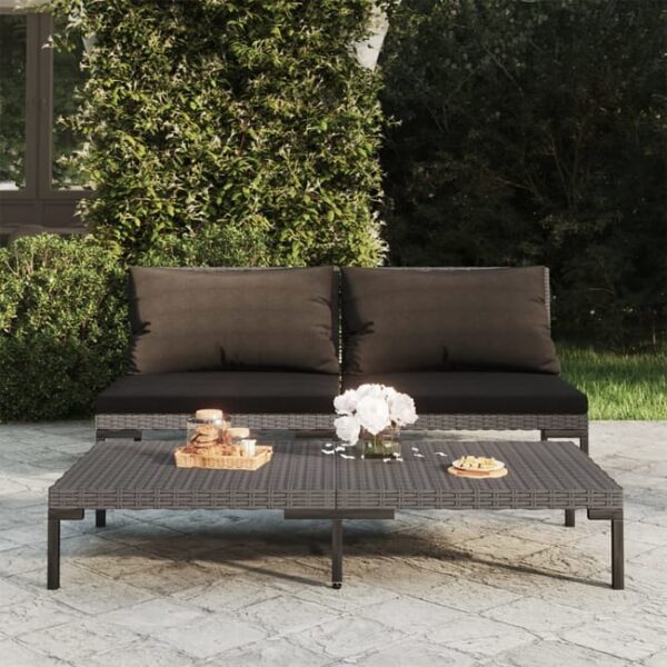Canapés de jardin 2 pcs avec coussins Résine tressée demi-ronde vidaXL