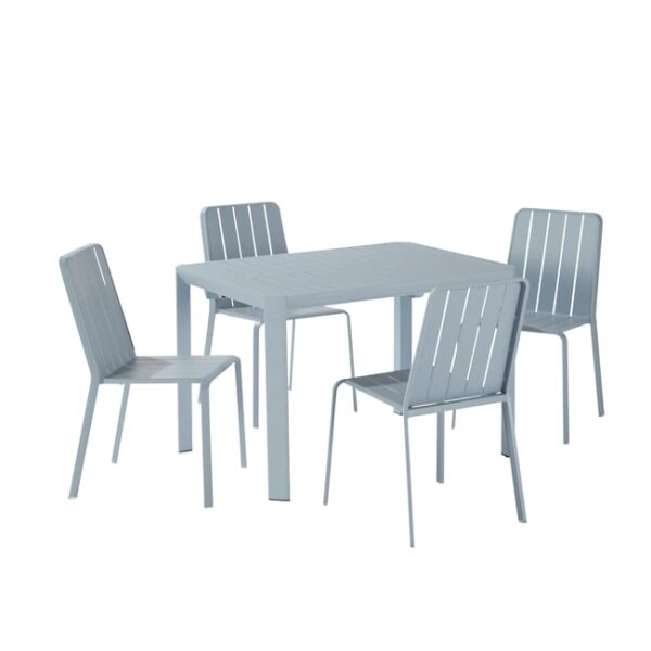 Lot table extensible et 4 chaises NATERIAL Idaho en aluminium bleu