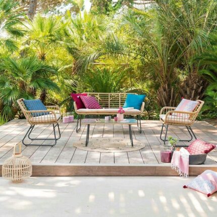Salon de jardin en résine tressée façon rotin IBIZA