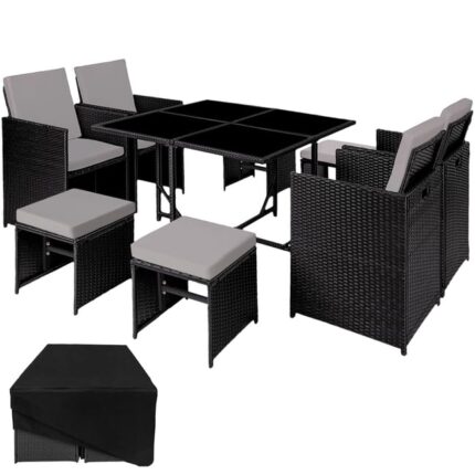 TECTAKE Salon de jardin Pour 4 à 8 personnes Résistant aux UV