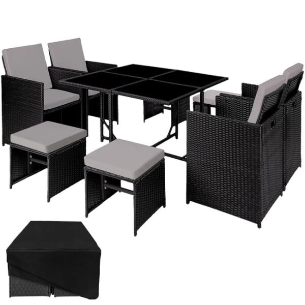 TECTAKE Salon de jardin Pour 4 à 8 personnes Résistant aux UV