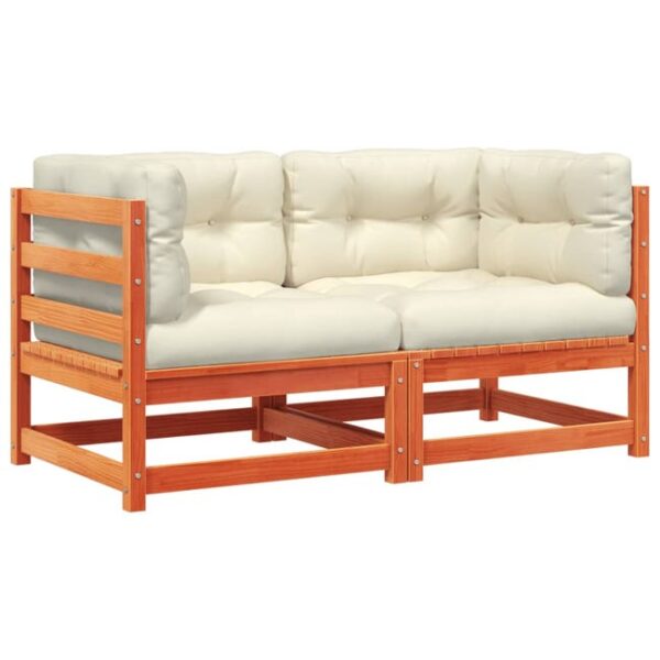 2 pcs Canapés d'angle de jardin，Canapé d'extérieur，Banquette，Sofa de jardin coussins cire marron pin massif CFW56786
