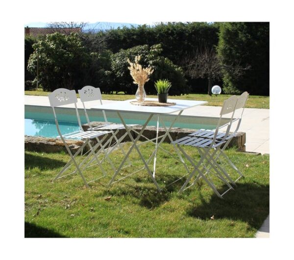 VENONE - Ensemble table et chaises de jardin - 4 places - Blanc