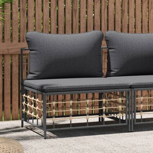 Canapé central de jardin avec coussin gris foncé résine tressée vidaXL
