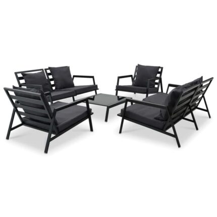 Salon de jardin 5 pcs avec coussins Aluminium Gris foncé vidaXL
