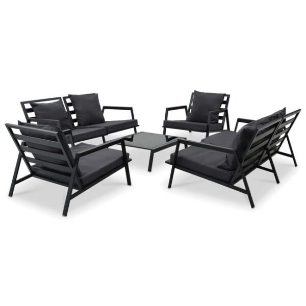 Salon de jardin 5 pcs avec coussins Aluminium Gris foncé vidaXL