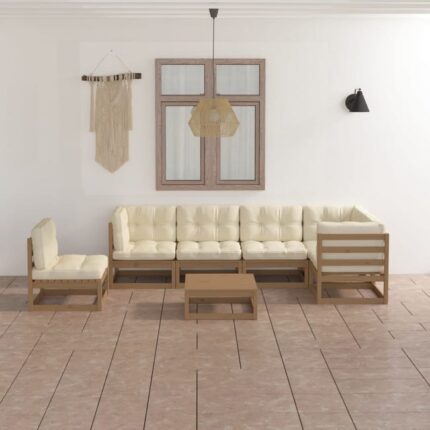 Salon de jardin 7 pcs avec coussins Bois de pin massif vidaXL