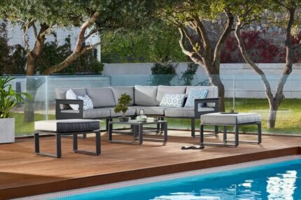 Lot salon de jardin, chaises NATERIAL Odyssea II, aluminium gris