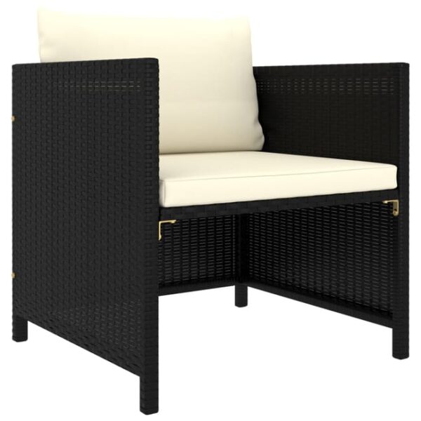 Canapé de jardin avec coussins Noir Résine tressée vidaXL