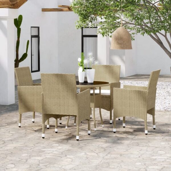 Ensemble de salle à manger de jardin 5 pcs | Salon repas de jardin | Mobilier de salle à manger Résine tressée Beige502624