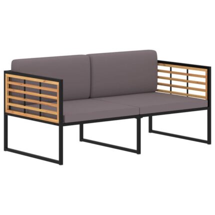 Banc de jardin avec coussins 136 cm Bois d'acacia Gris foncé vidaXL