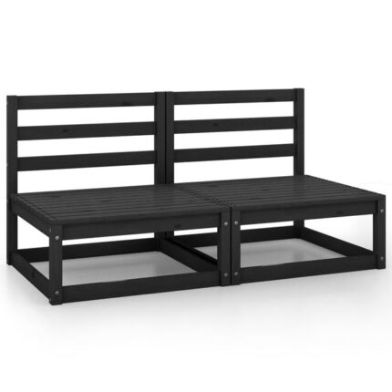 Canapé à 2 places de jardin，Canapé d'extérieur，Sofa de jardin Noir Bois de pin solide CFW598498