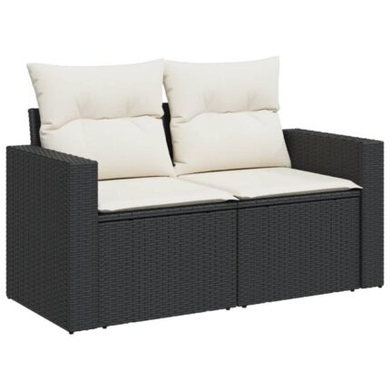 Canapé de jardin，Canapé d'extérieur，Banquette，Sofa de jardin avec coussins 2 places noir résine tressée CFW71732
