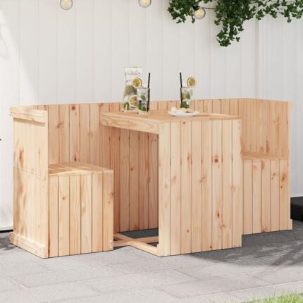 Set de balcon 2 places bois de pin massif vidaXL