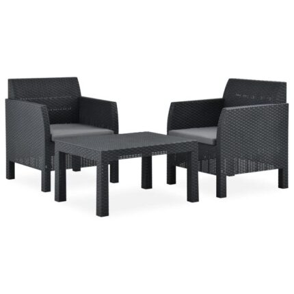 Salon de jardin meuble d'extérieur ensemble de mobilier 3 pièces avec coussins pp rotin anthracite 02_0015988