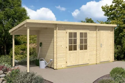 Abri de jardin Martine-28 avec toit monopente Alpholz, 6x2.3m dim. ext. (cas échéant incl. débord de toit) naturel, 28mm, 13,5m² totale