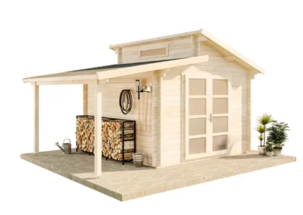 Abri de jardin Aktiva toit en pente Alpholz, 5x3.6m dim. ext. (cas échéant incl. débord de toit) naturel, 40mm, 18m² superficie totale