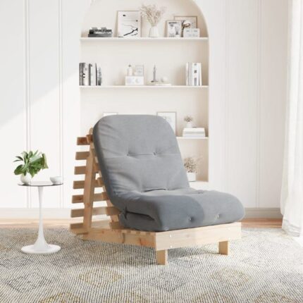 Canapé-lit futon avec matelas 70x206x11 cm bois massif de pin vidaXL