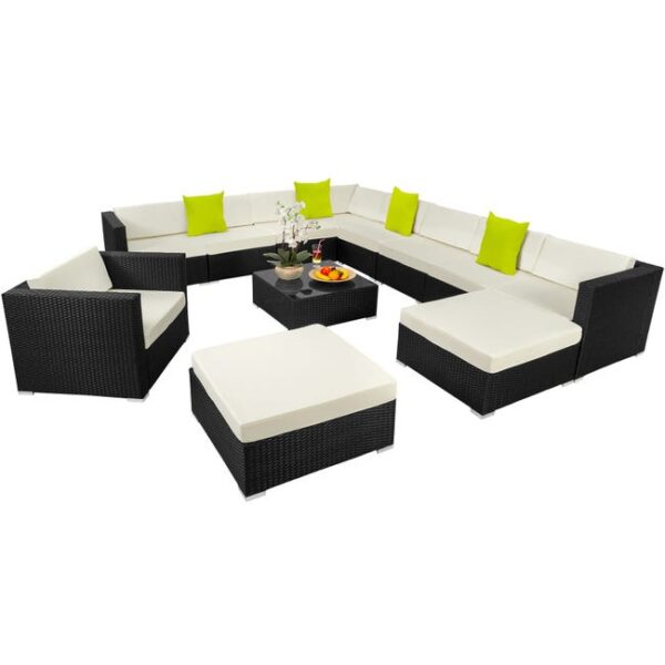 TECTAKE - Canapé de jardin Lounge en rotin Avec cadre en aluminium Résistant aux intempéries et résistant aux UV