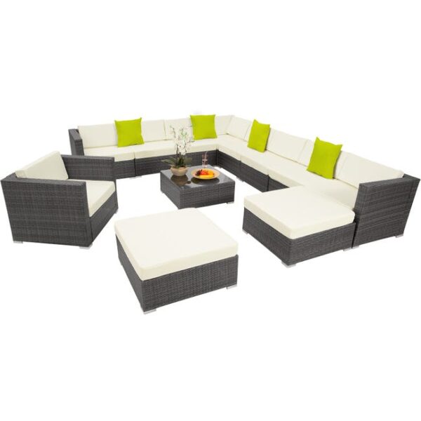TECTAKE - Canapé de jardin Lounge en rotin Avec cadre en aluminium Résistant aux intempéries et résistant aux UV