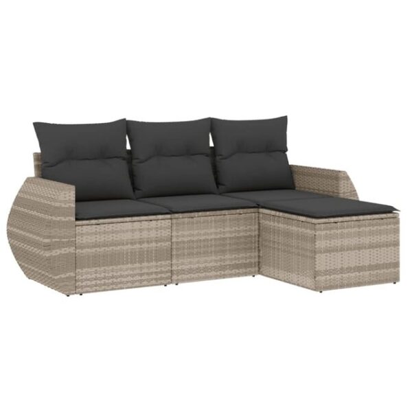 Salon de jardin 4 pcs | Mobilier de jardin | Salon d'extérieur avec coussins gris clair résine tressée CFW310778