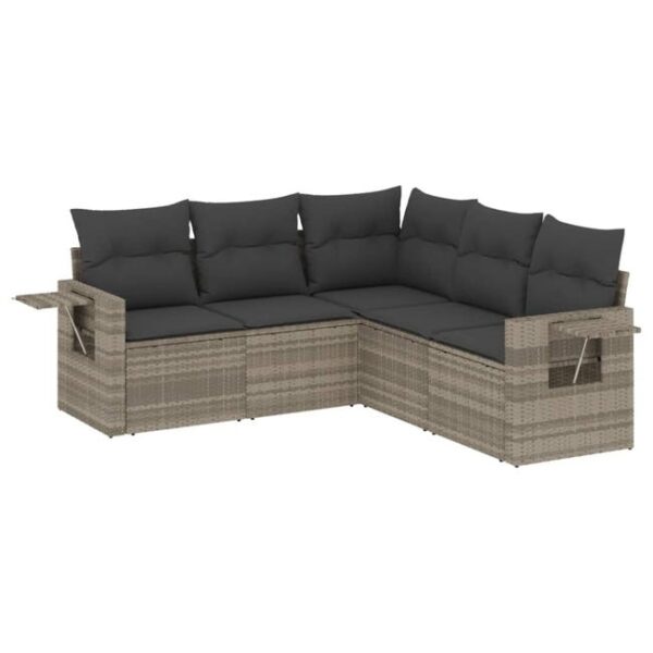 Salon de jardin 5 pcs | Mobilier de jardin | Salon d'extérieur avec coussins gris clair résine tressée CFW310778
