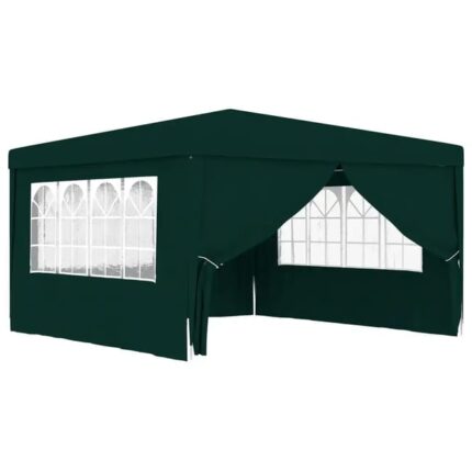 Tente de réception 4x4 m avec parois latérales vertes 90g/m² - Équipement de jardin, auvent, parasol, isolation thermique et imperméable