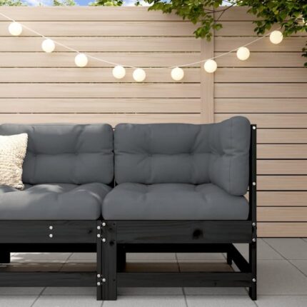 Maison Exclusive - Canapé d'angle avec coussins noir bois de pin solide