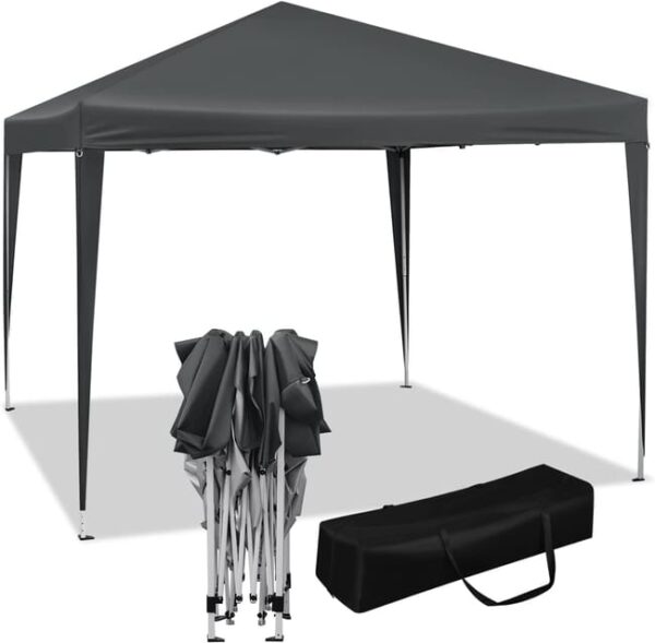 Tonnelle de Jardin. Tente Pliante. Protection du Soleil UV 50+. Facile à Installer Hauteur Réglable 3x3m. Anthracite,WOLTU
