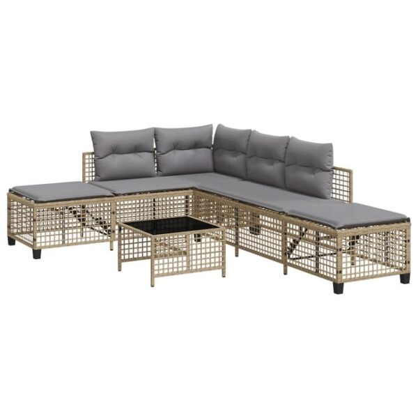 Salon de jardin d'angle avec coussins 3 pcs | Mobilier de jardin | Salon d'extérieur mélange beige rotin CFW310778